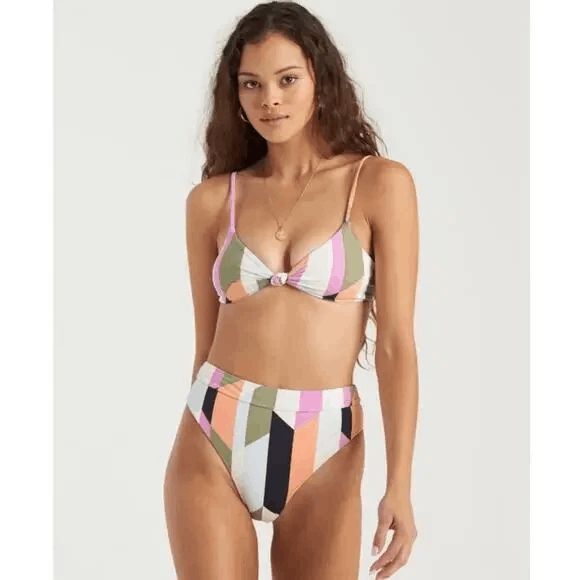 Billabong NWT size L slow roller rise bikini bottoms - multicolor stripes - swim - Picture 2 of 9